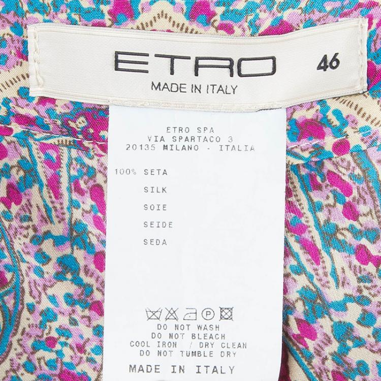 Pre Owned Etro Pink Multicolor Silk Trousers L