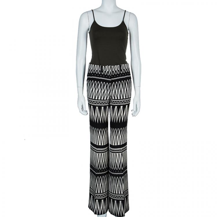 Pre Owned Etro Monochrome Silk Trousers S