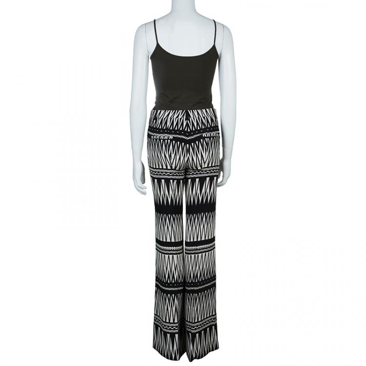 Pre Owned Etro Monochrome Silk Trousers S