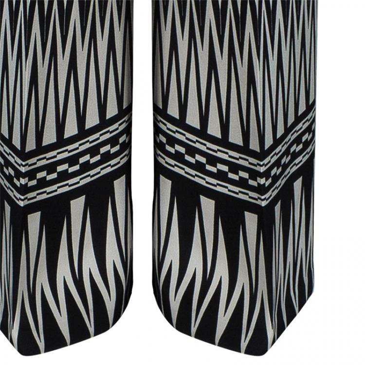 Pre Owned Etro Monochrome Silk Trousers S