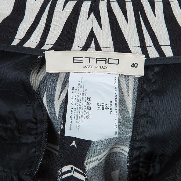 Pre Owned Etro Monochrome Silk Trousers S