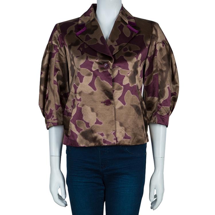 Pre Owned Etro Purple/Bronze Floral Blazer M