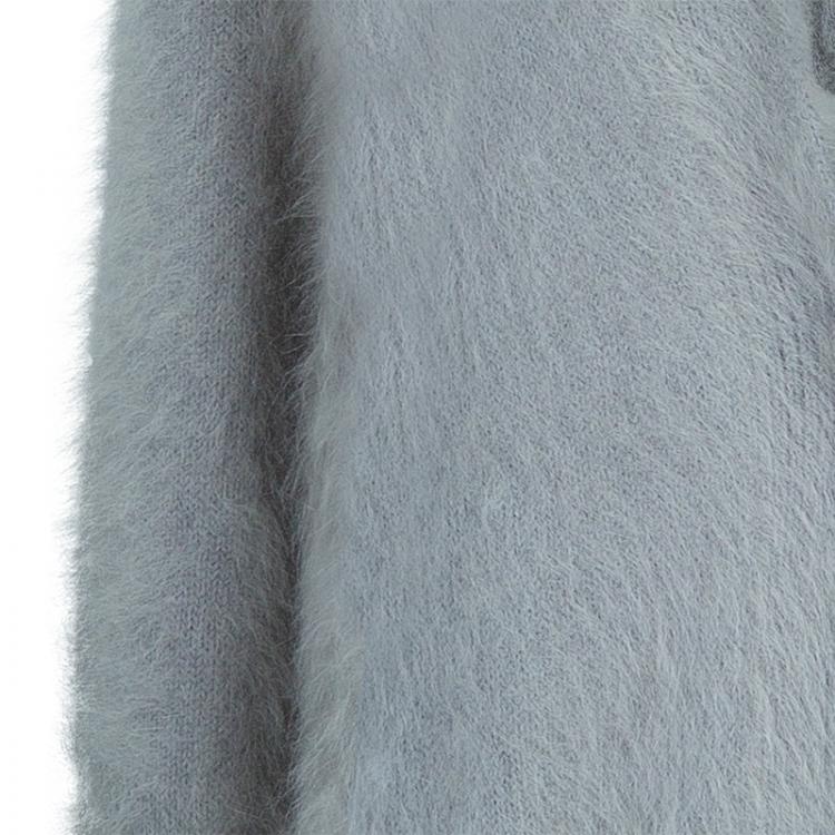 Pre Owned Etro Grey Angora Buttoned Cardigan M