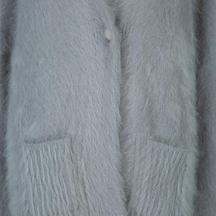 Pre Owned Etro Grey Angora Buttoned Cardigan M