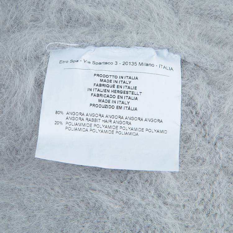 Pre Owned Etro Grey Angora Buttoned Cardigan M