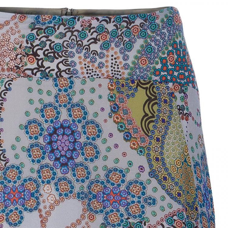 Pre Owned Etro Print Silk Maxi Skirt L