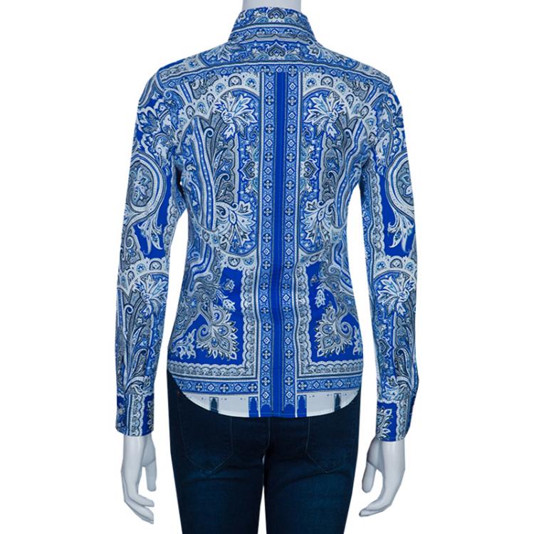 مملوكة مسبقًا Etro Blue Printed Shirt S