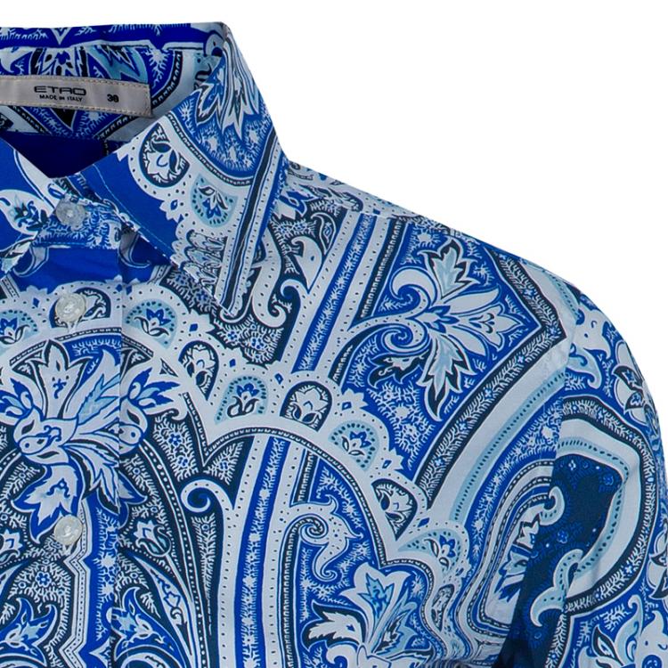 مملوكة مسبقًا Etro Blue Printed Shirt S