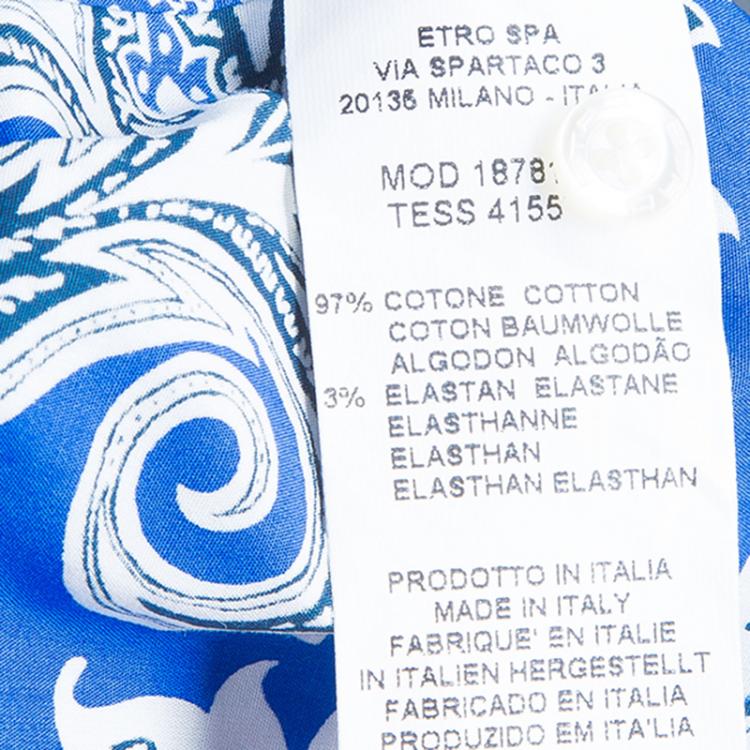 مملوكة مسبقًا Etro Blue Printed Shirt S