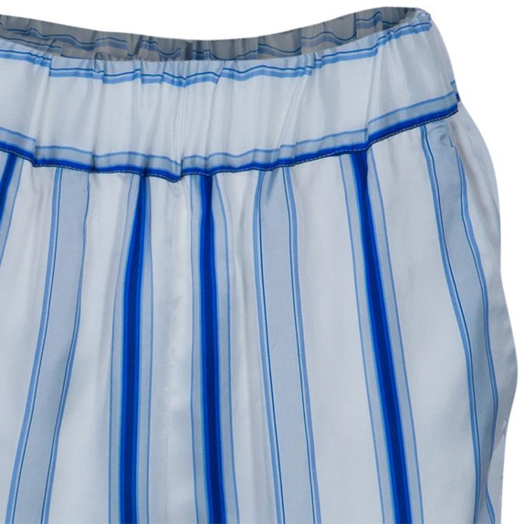 Pre Owned Etro Blue and White Striped Trousers S