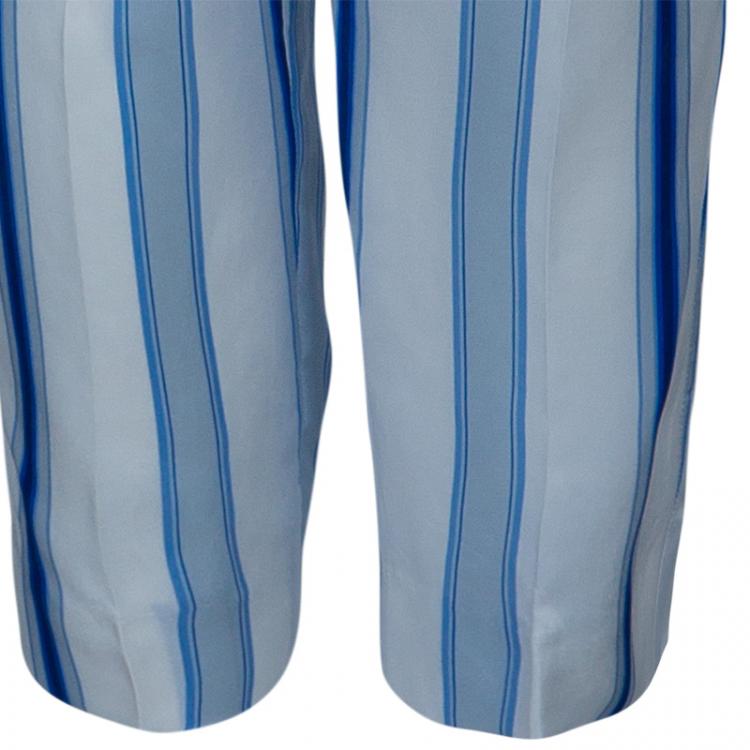 Pre Owned Etro Blue and White Striped Trousers S