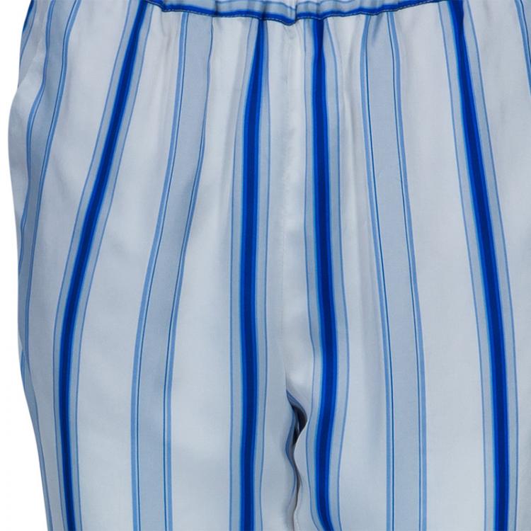 Pre Owned Etro Blue and White Striped Trousers S