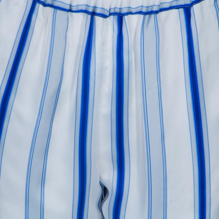 Pre Owned Etro Blue and White Striped Trousers S