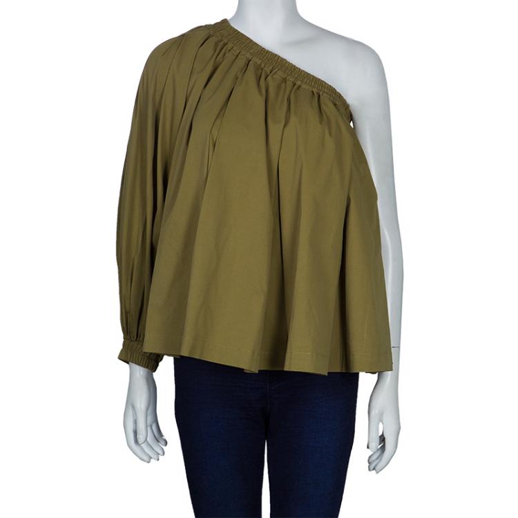 Pre Owned Etro Khaki One Shoulder Top S