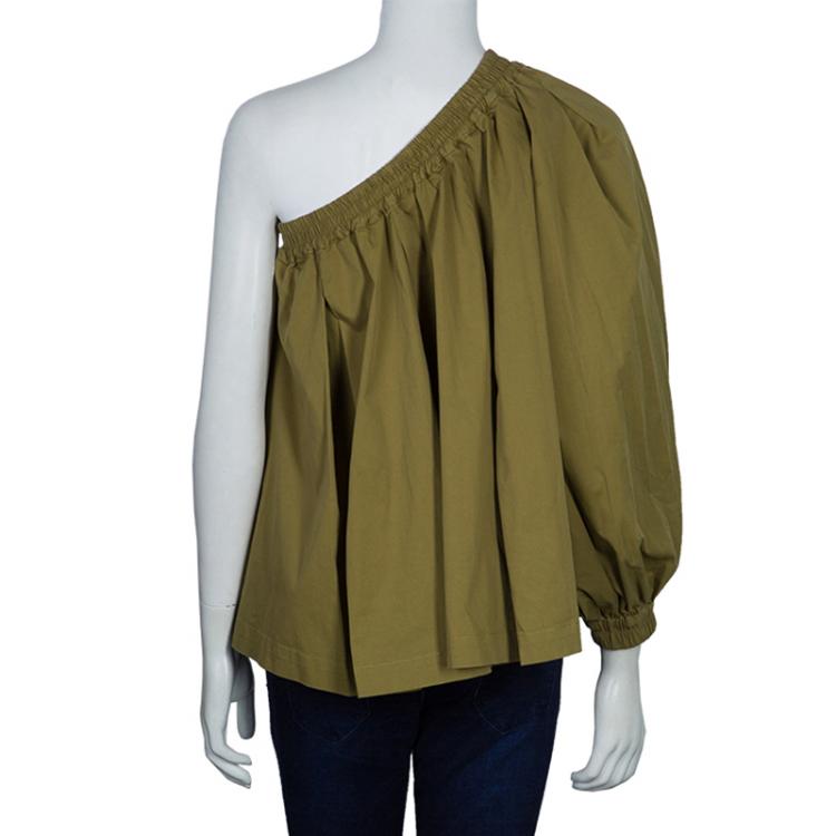 Pre Owned Etro Khaki One Shoulder Top S
