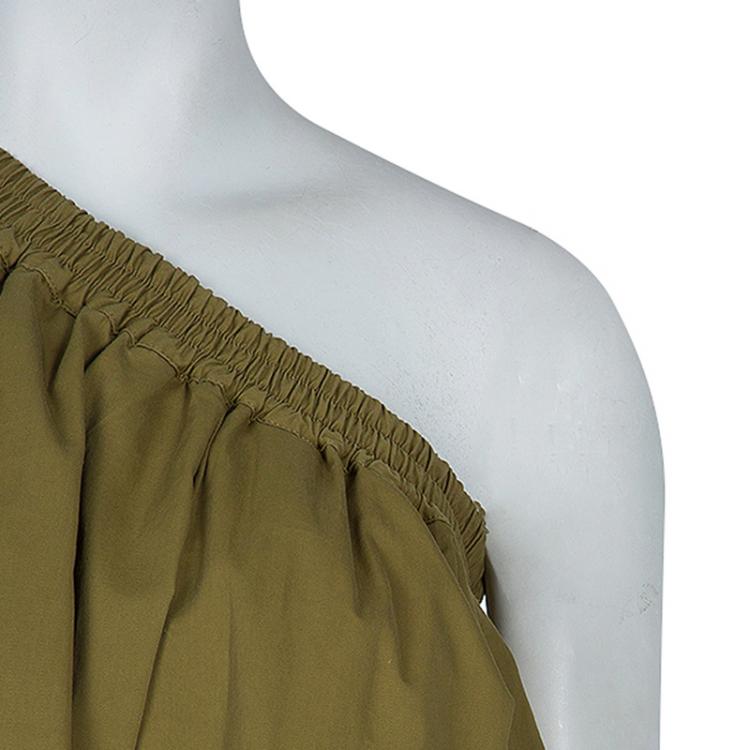 Pre Owned Etro Khaki One Shoulder Top S