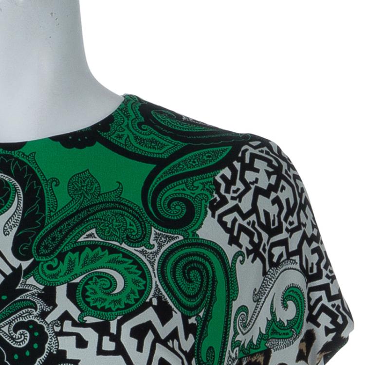 Pre Owned Etro Green Multicolor Print Dress S