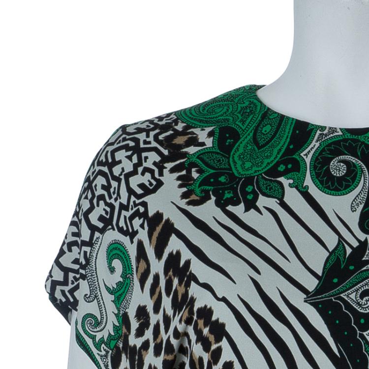 Pre Owned Etro Green Multicolor Print Dress S