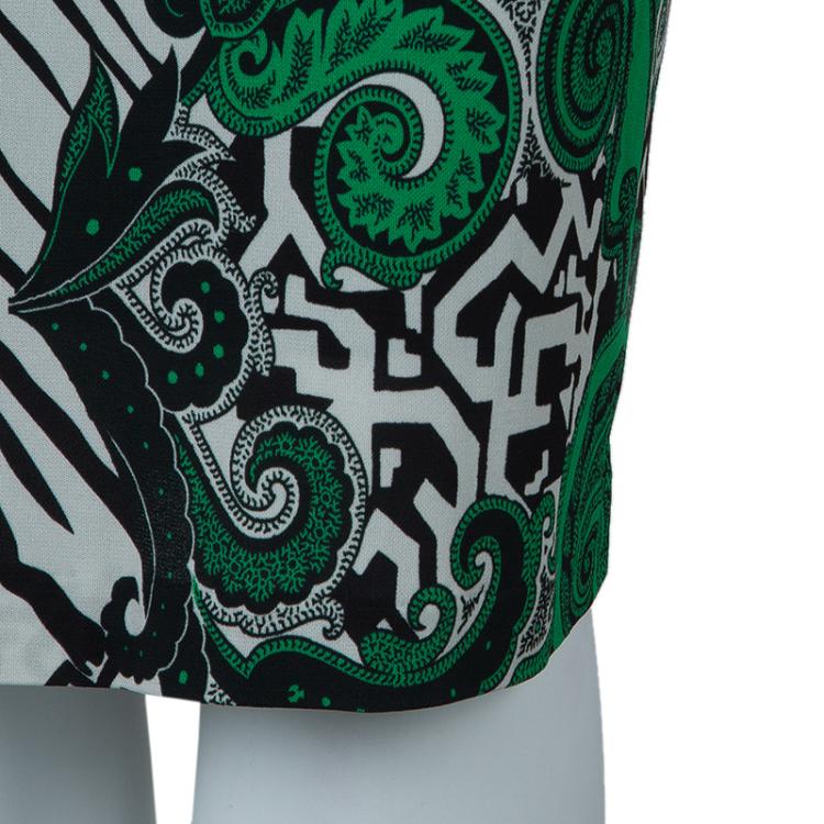 Pre Owned Etro Green Multicolor Print Dress S