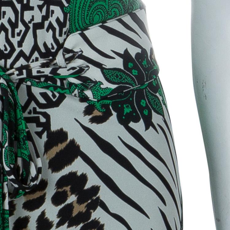 Pre Owned Etro Green Multicolor Print Dress S