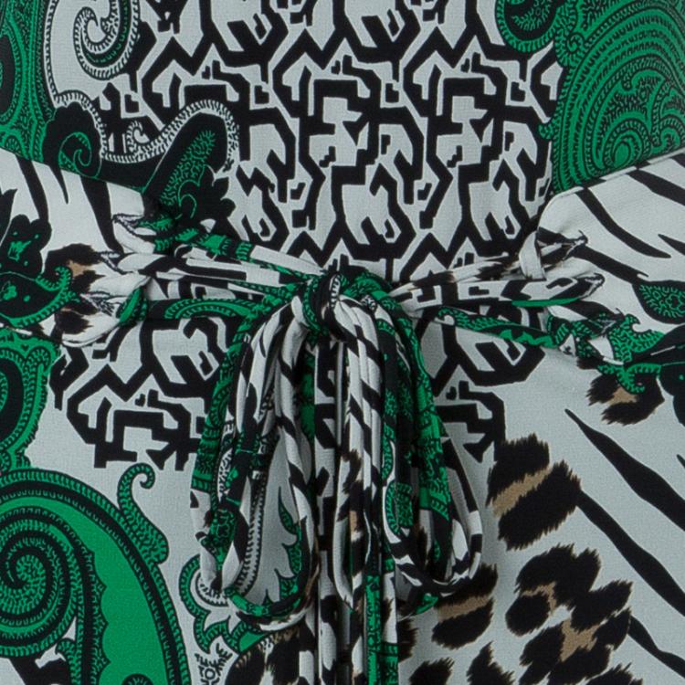 Pre Owned Etro Green Multicolor Print Dress S