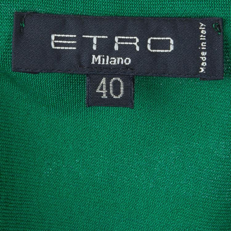 Pre Owned Etro Green Multicolor Print Dress S