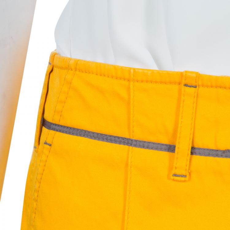 Pre Owned Etro Mustard Yellow Pintuck Detail Trousers M