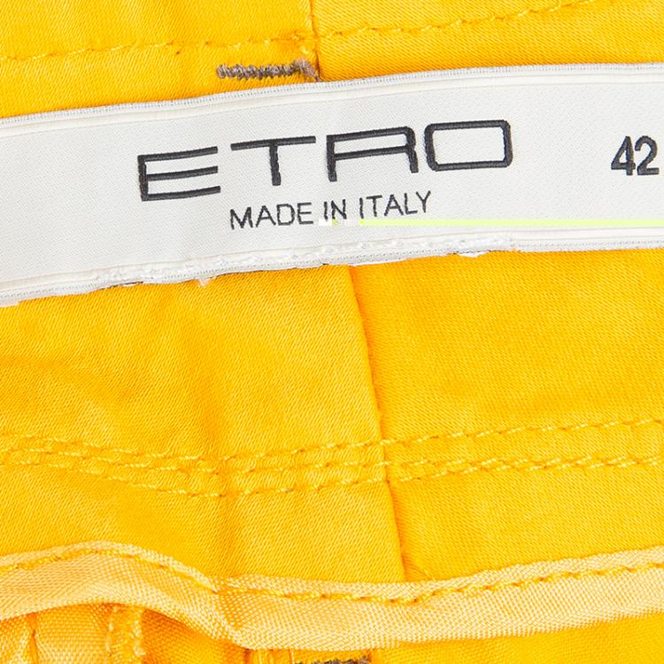 Pre Owned Etro Mustard Yellow Pintuck Detail Trousers M
