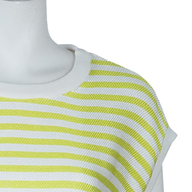 Pre Owned Etro Green Striped Short Sleeve Top L