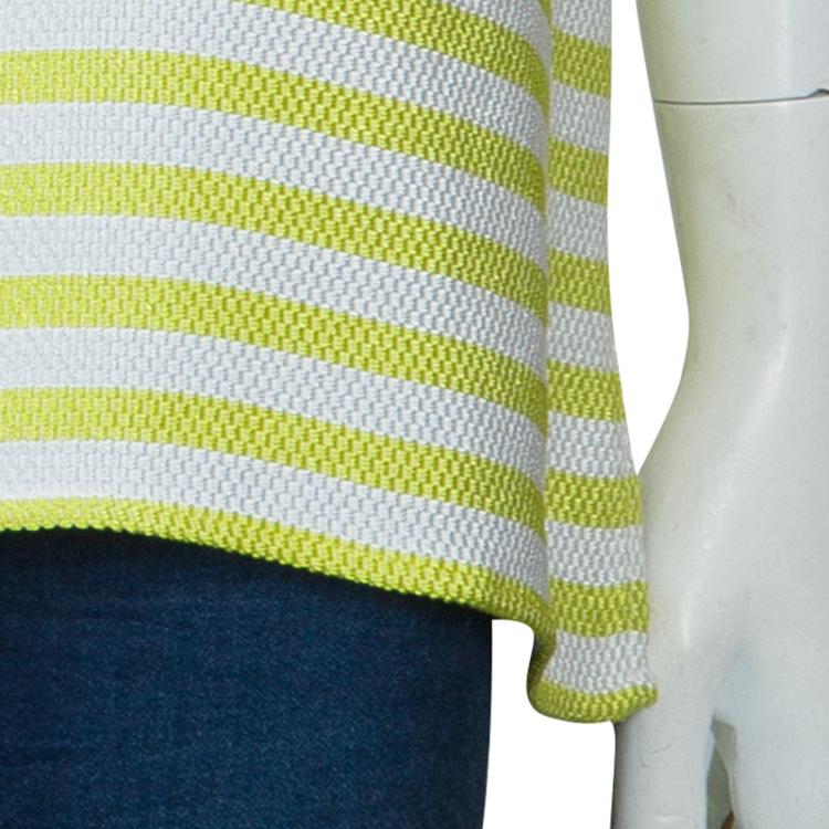Pre Owned Etro Green Striped Short Sleeve Top L