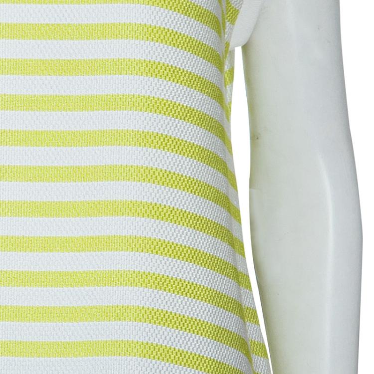 Pre Owned Etro Green Striped Short Sleeve Top L