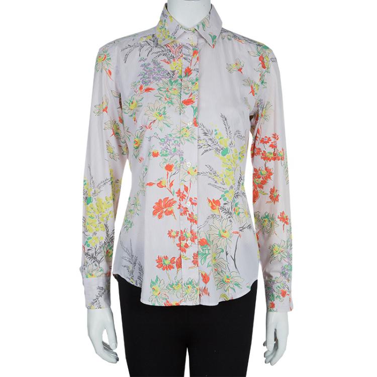 مملوكة مسبقًا Etro Multicolor Floral Print Long Sleeve Buttondown Shirt M