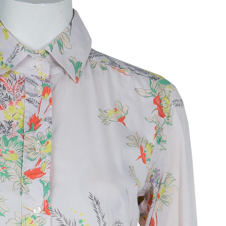 مملوكة مسبقًا Etro Multicolor Floral Print Long Sleeve Buttondown Shirt M