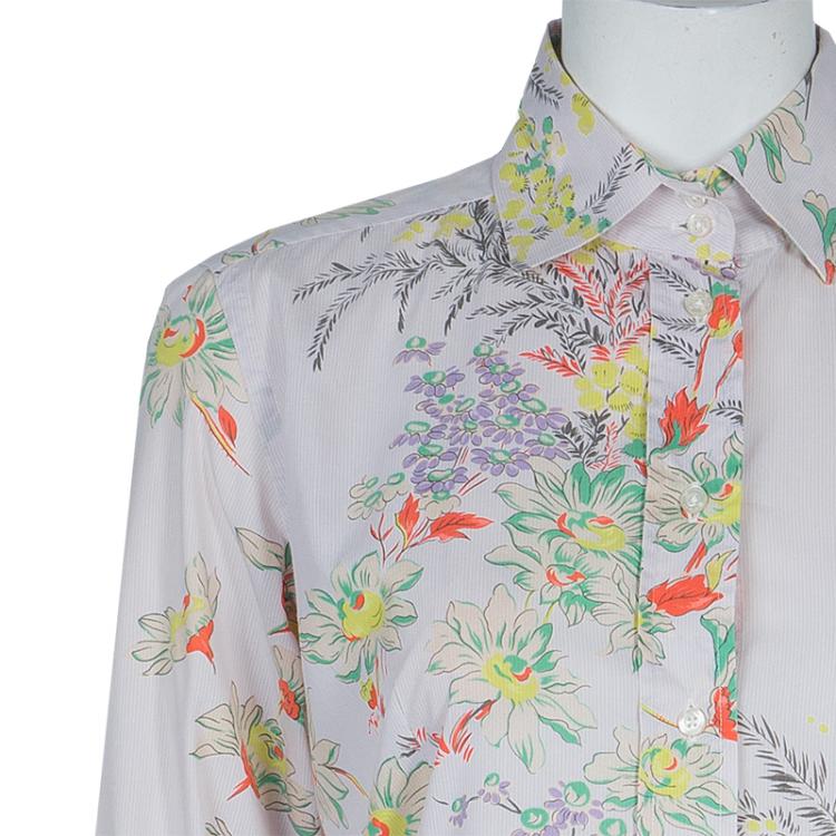 مملوكة مسبقًا Etro Multicolor Floral Print Long Sleeve Buttondown Shirt M