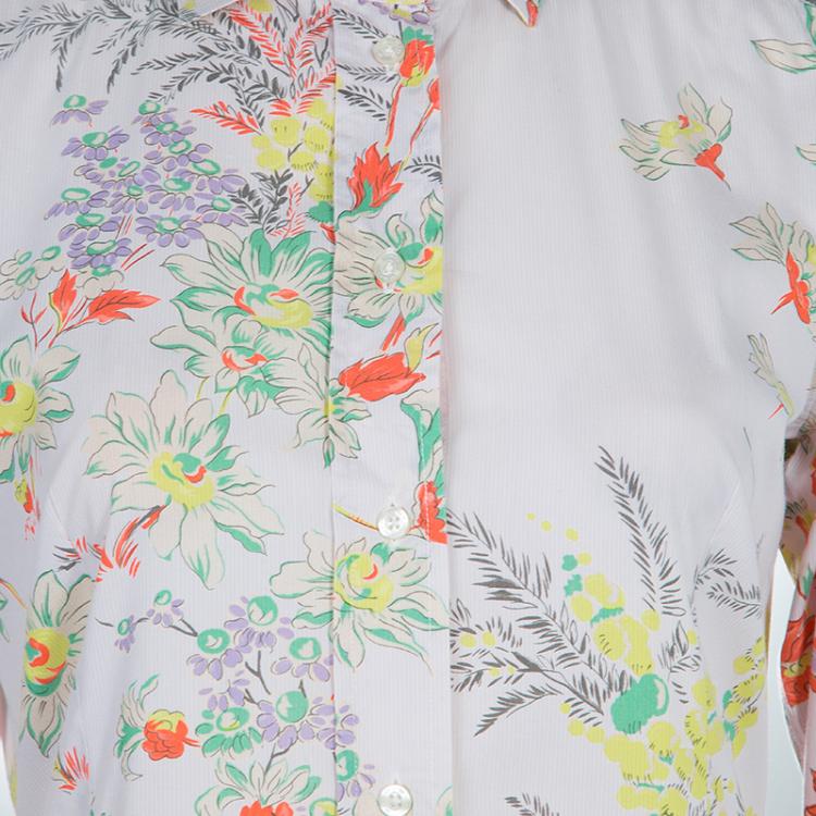 مملوكة مسبقًا Etro Multicolor Floral Print Long Sleeve Buttondown Shirt M