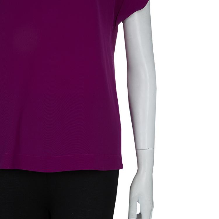Pre Owned Etro Purple Silk Short Sleeve Blouse S