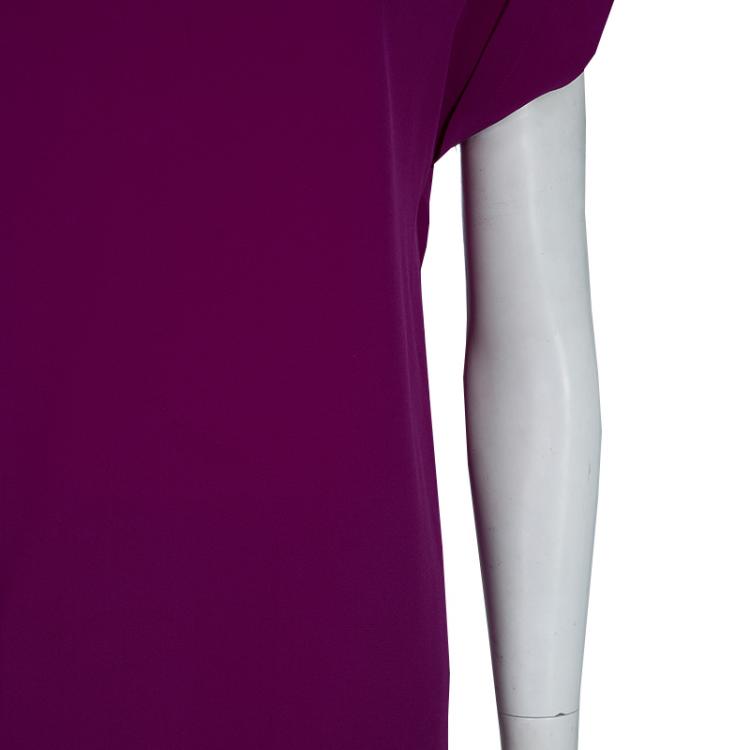 Pre Owned Etro Purple Silk Short Sleeve Blouse S