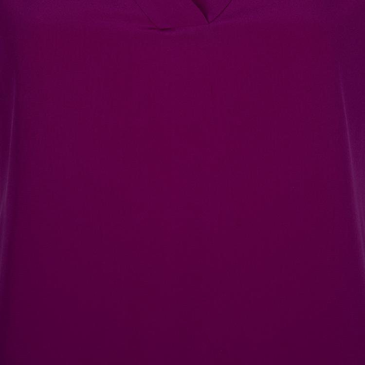 Pre Owned Etro Purple Silk Short Sleeve Blouse S