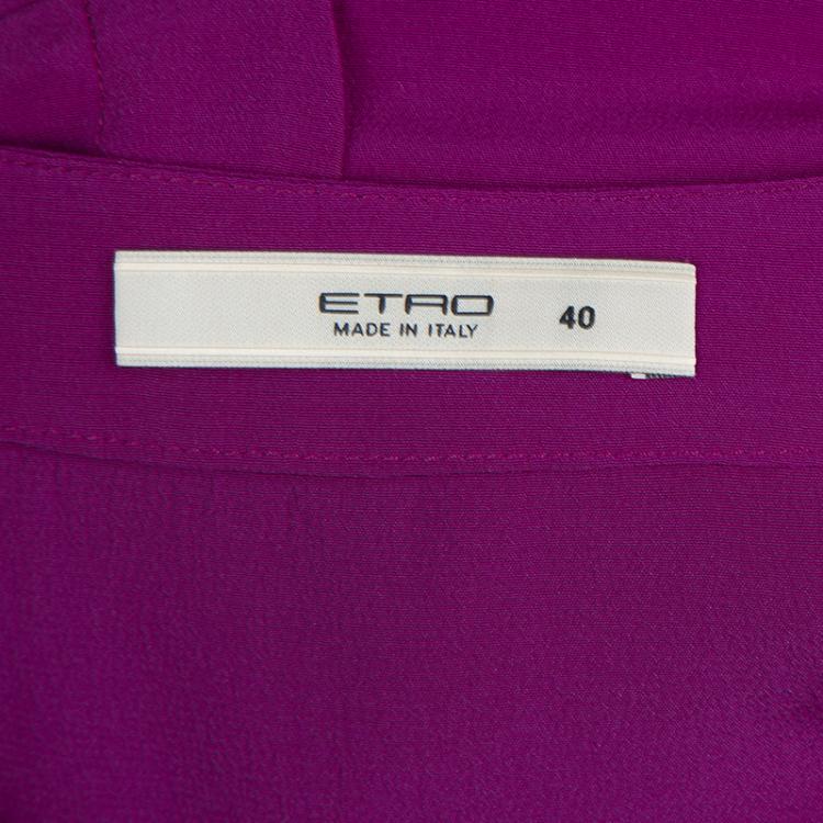 Pre Owned Etro Purple Silk Short Sleeve Blouse S