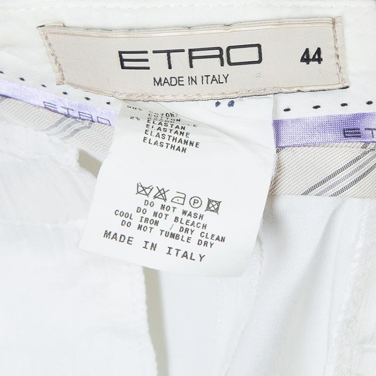 Pre Owned Etro White Cotton Trousers M