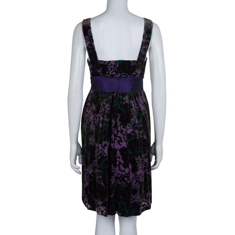 Pre Owned Etro Purple Burnout Detail Sleeveless Dress S