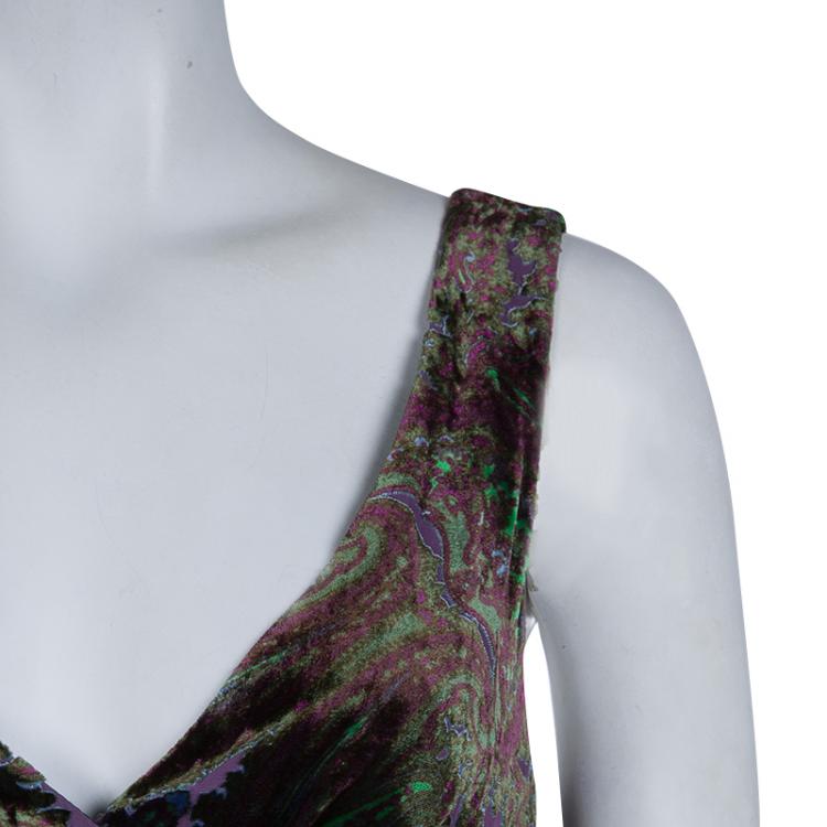 Pre Owned Etro Purple Burnout Detail Sleeveless Dress S