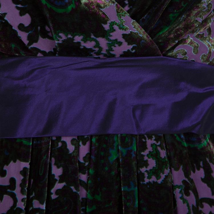 Pre Owned Etro Purple Burnout Detail Sleeveless Dress S