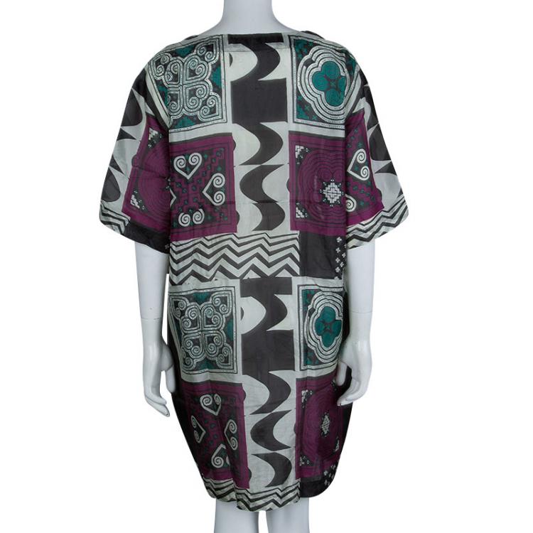 Pre Owned Etro Multicolor Printed Silk Sheer Tunic Dress M