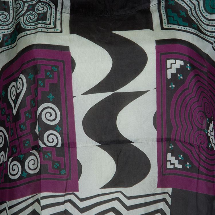 Pre Owned Etro Multicolor Printed Silk Sheer Tunic Dress M