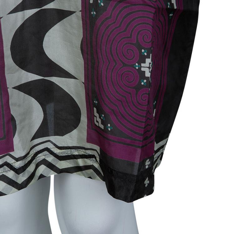 Pre Owned Etro Multicolor Printed Silk Sheer Tunic Dress M