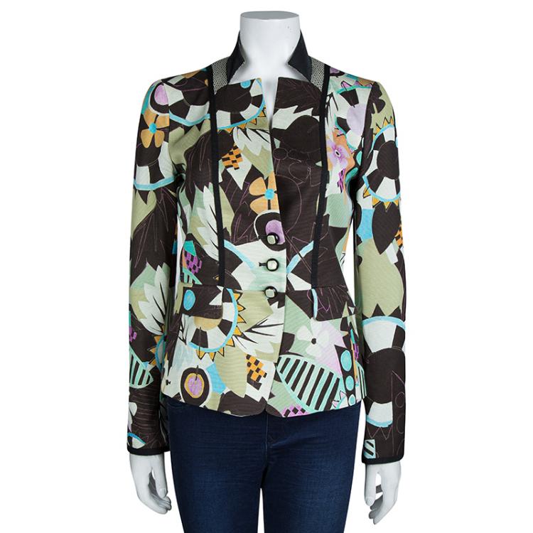 Pre Owned Etro Multicolor Printed Fitted Blazer M