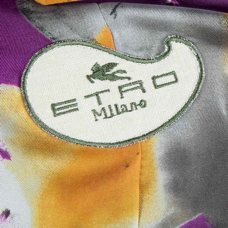 Pre Owned Etro Multicolor Jacquard Patchwork Sequin Embellished Blazer M
