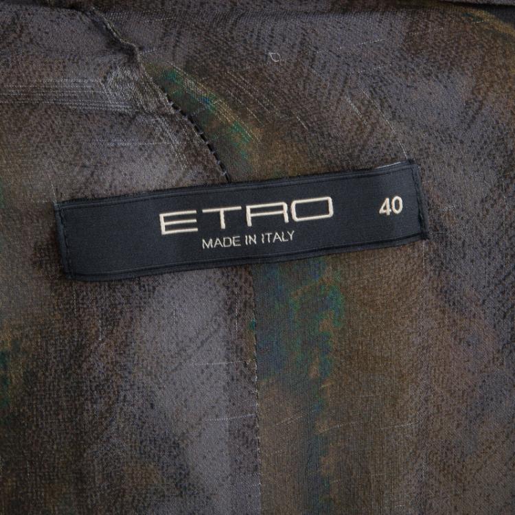 Pre Owned Etro Animal Printed Silk Draped Sleeveless Maxi Dress S