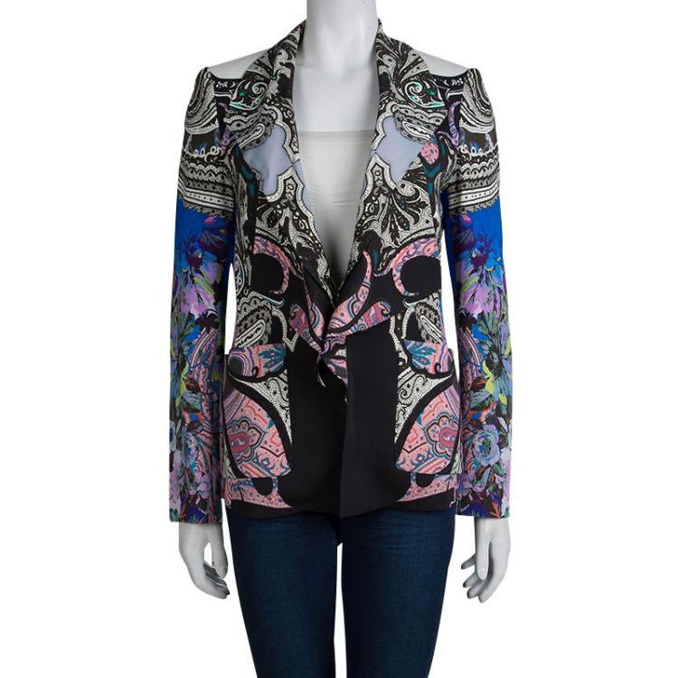 Pre Owned Etro Multicolor Printed Double Lapel Blazer M